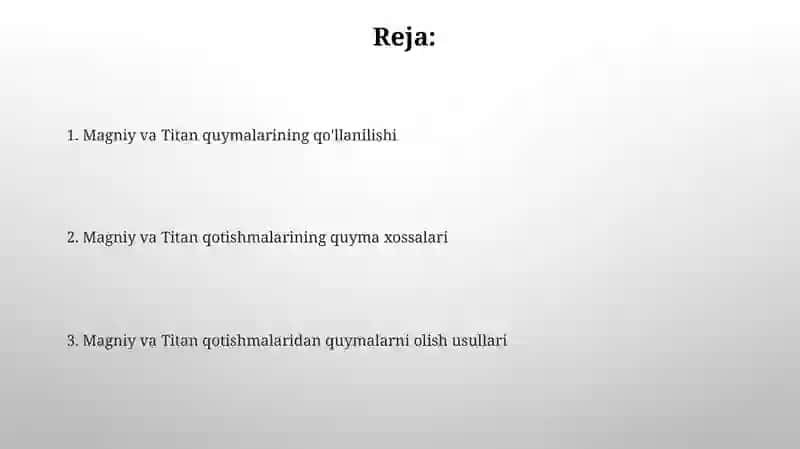 Magniy va titan qotishmalaridan quymalar olish 2