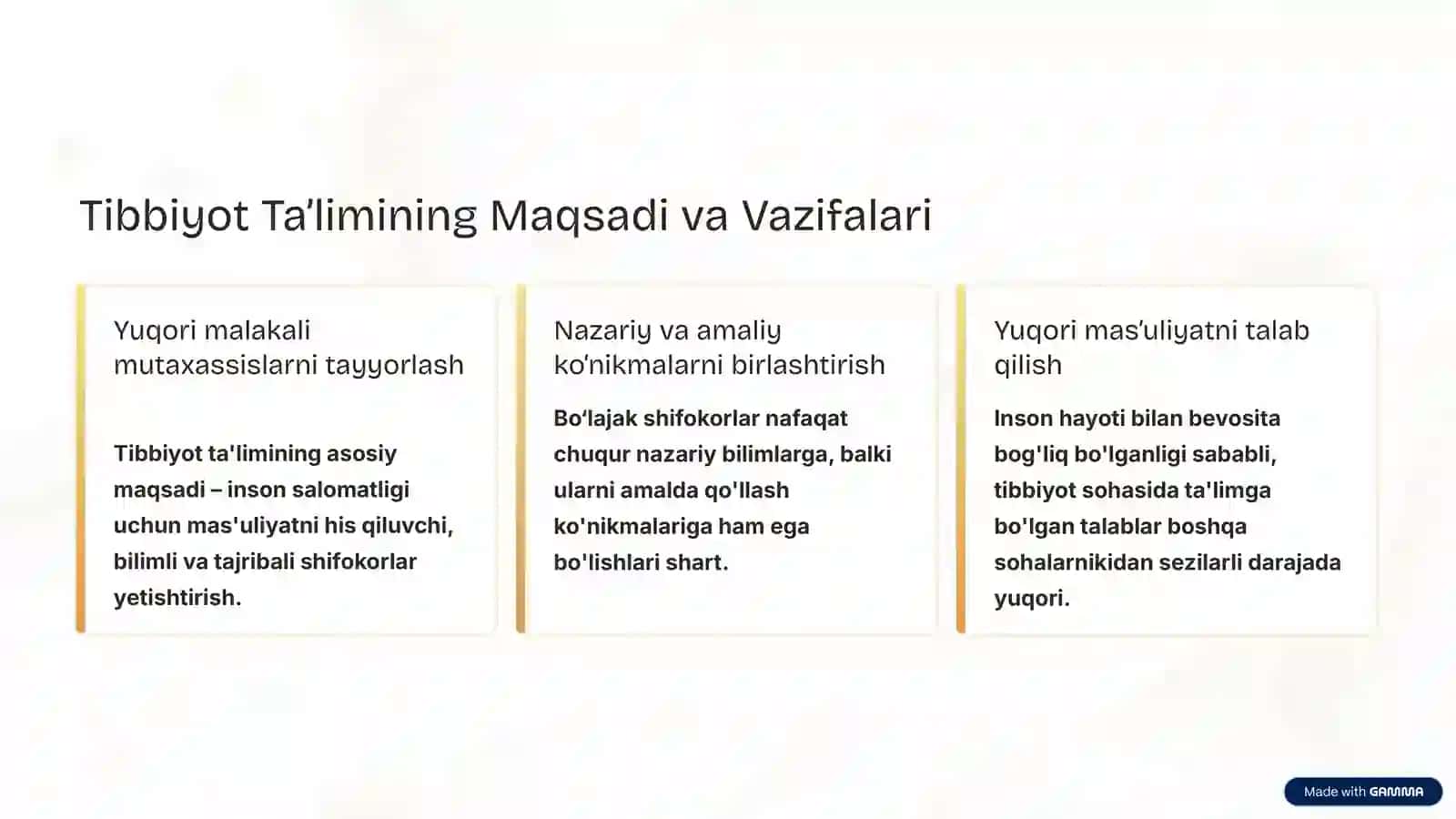 Tibbiyot Talabalari Tayyorgarligi va Kasbiy Kompetensiyalar 2