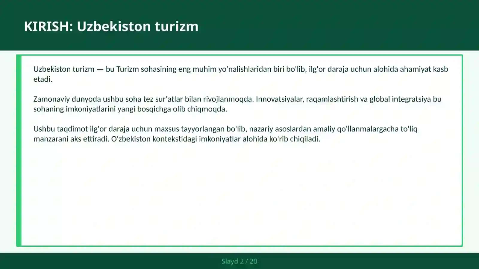 Uzbekiston turizm 2