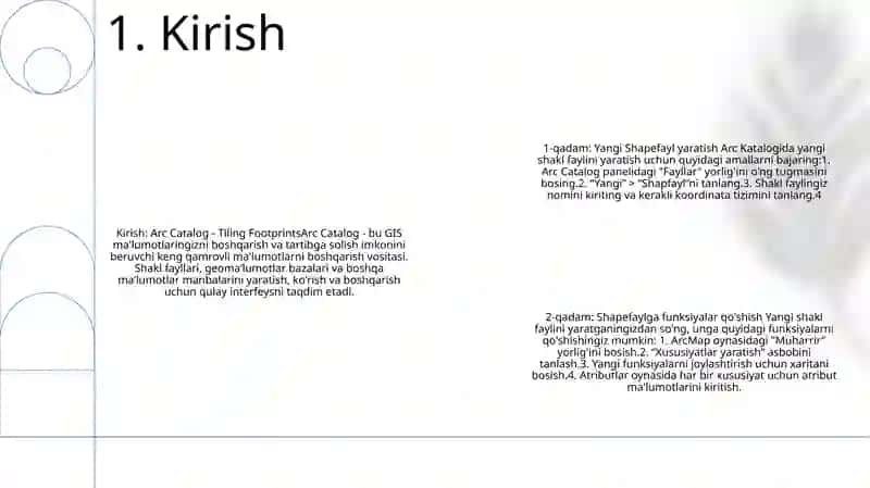 Arc Catalog Dasturida Sheyp Fayllar Yaratish 2
