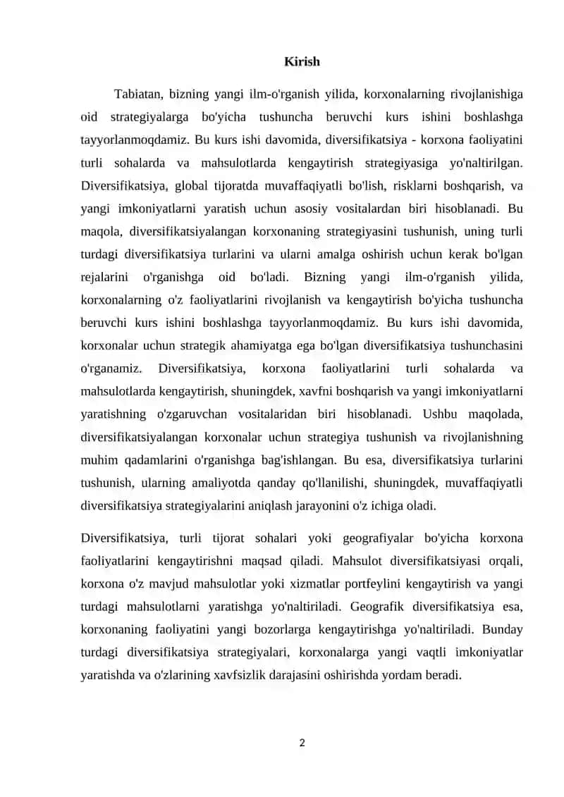 Diversifikatsiyalangan korxonaning korporativ strategiyalari 2