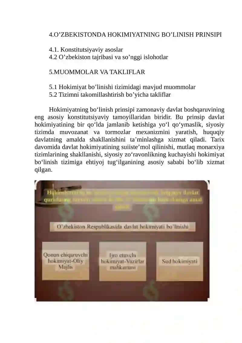 Hokimiyatning bo‘linish prinsiplari 2