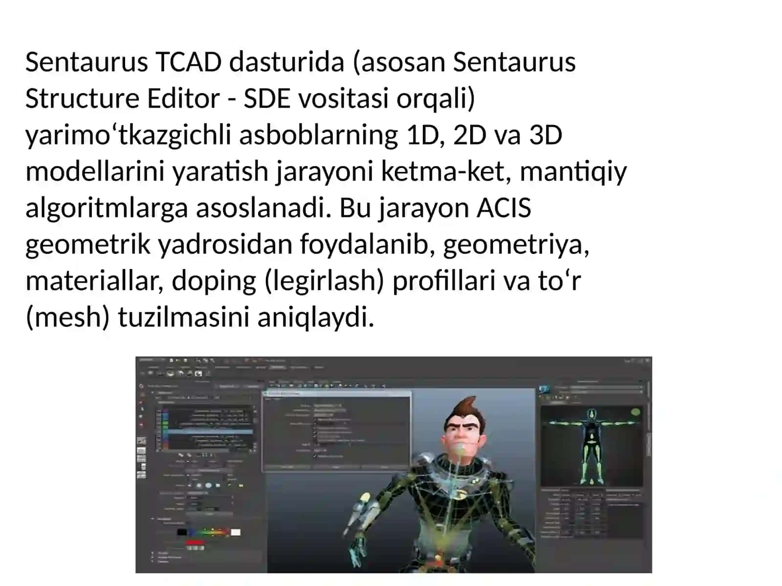 Sentaurus TCAD dasturida yarimoʻtkazgichli asboblarni 1D, 2D va 3D geometrik modelini hosil qilish algoritmini tuzish 2