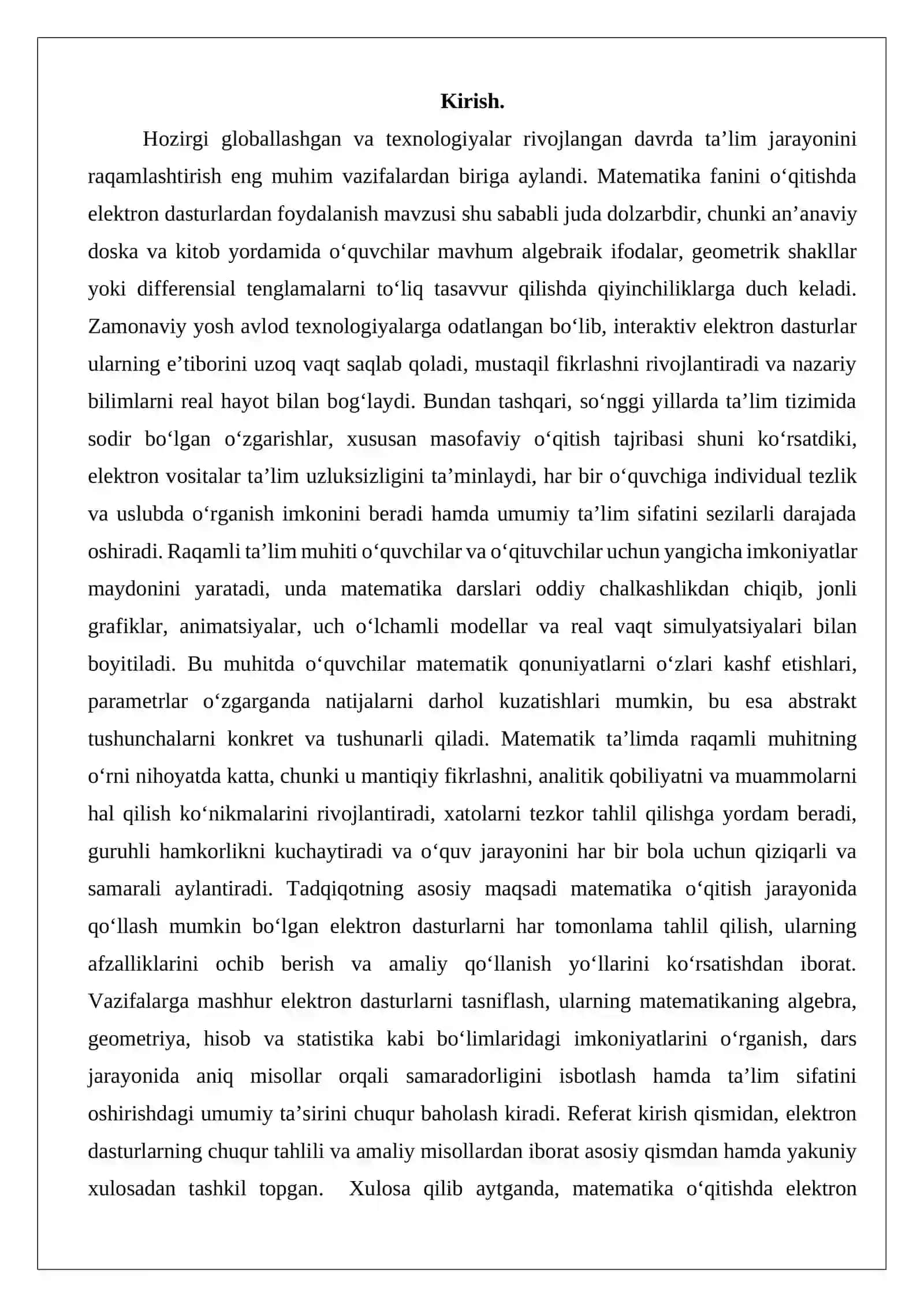 Elektron dasturlar asosida matematika o‘qitishning metodikasi 2