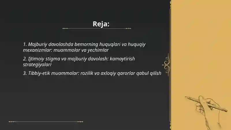 Majburiy davolashda bemorning huquqlari va huquqiy mexanizmlar: muammolar va yechimlar 2