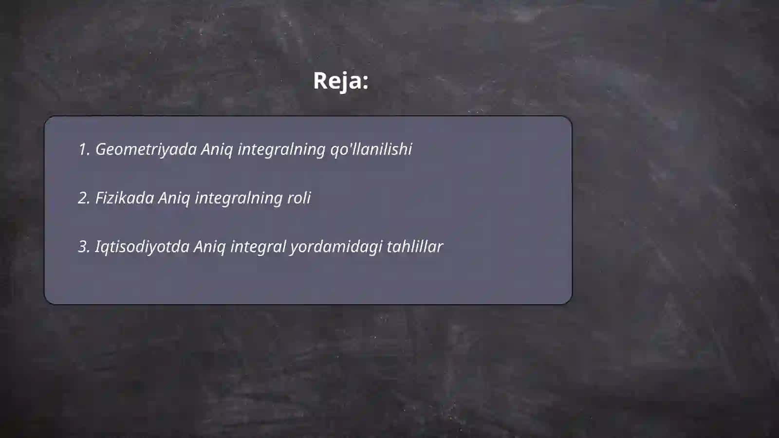 Aniq integralning tadbiqlari 2
