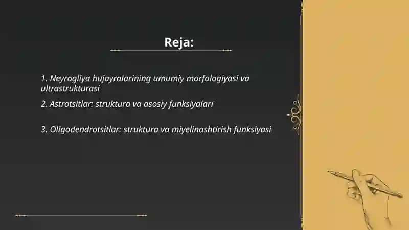 Neyrogliya hujayralarini tuzilishi va funksiyasi 2