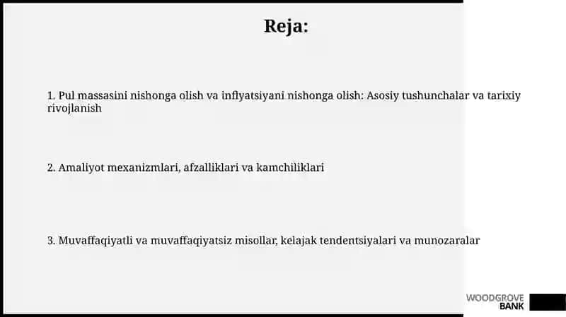 Pul massasini nishonga olish va inflyatsiyani nishonga olish 2