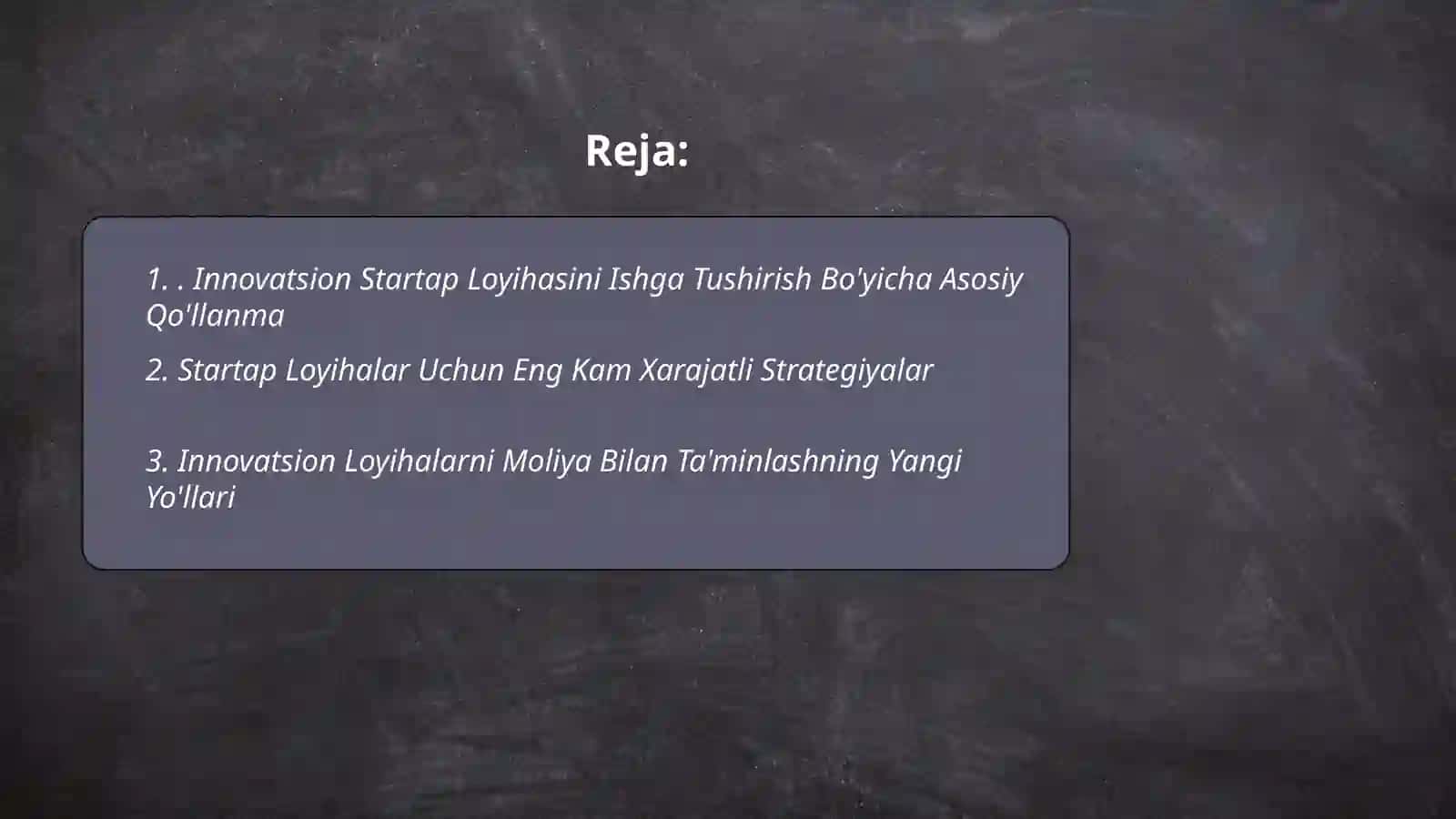 Inovatsion start up loyiha haqida taqdimot 2