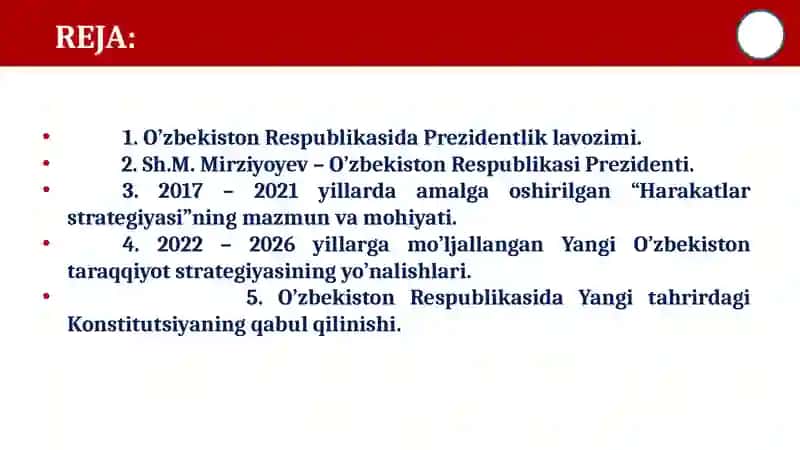 O’zbekiston Respublikasida Prezidentlik lavozimi 2