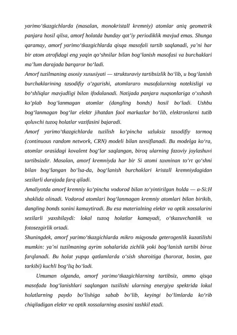 Amorf yarimoʻtkazgichlar 2