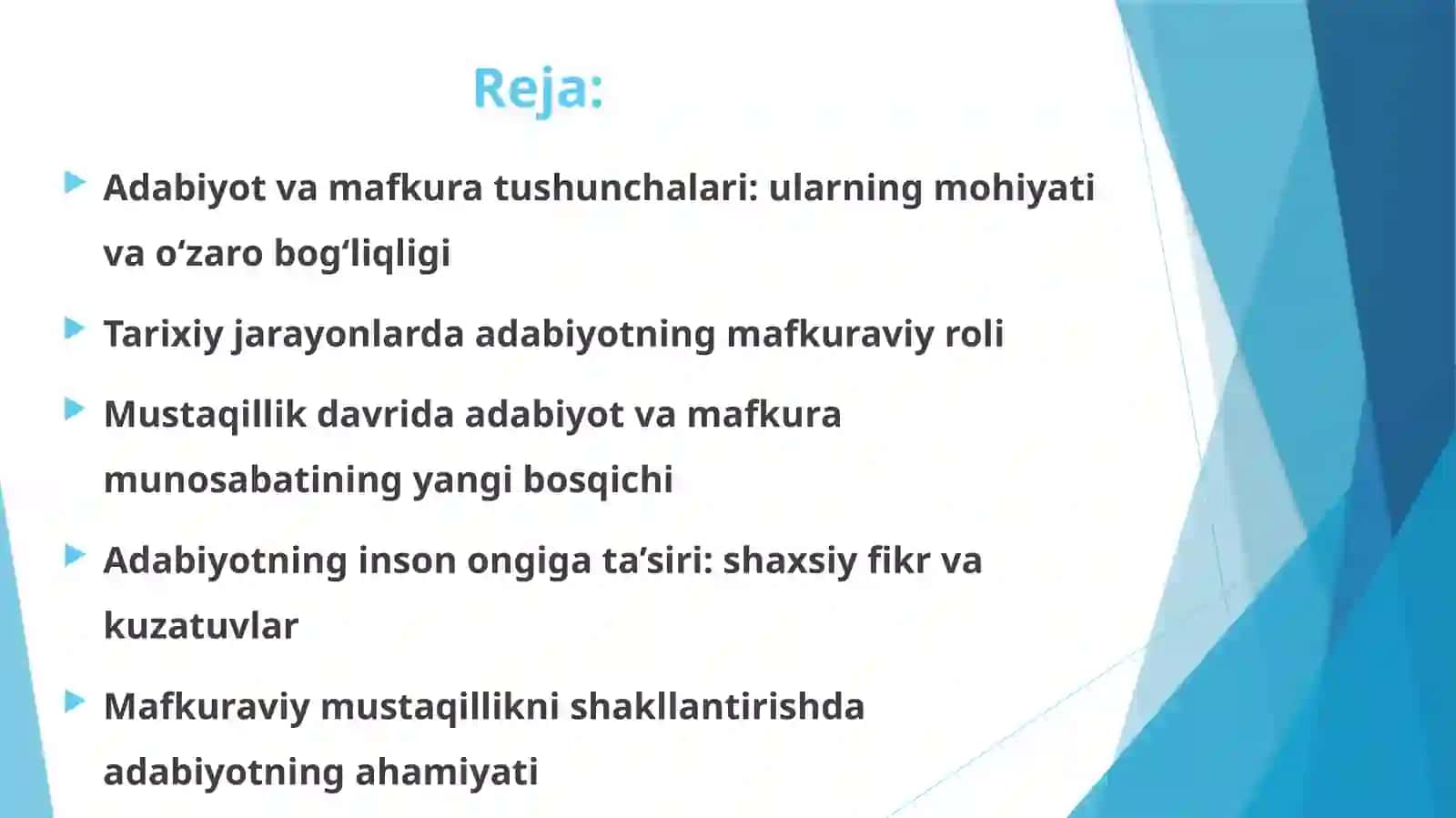 Adabiyot va mafkura munosabati bo‘yicha shaxsiy fikr va mulohazalar 2
