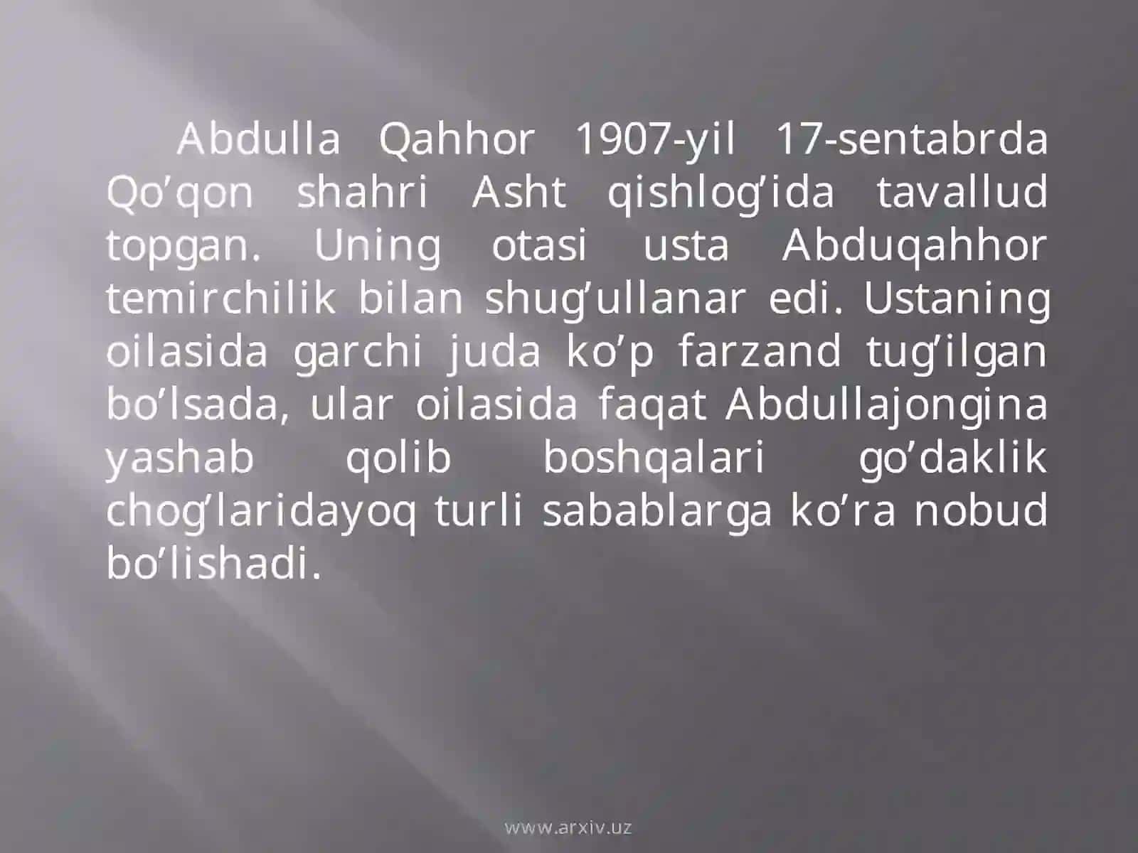 Abdulla Qahhor hayoti va ijodi 2