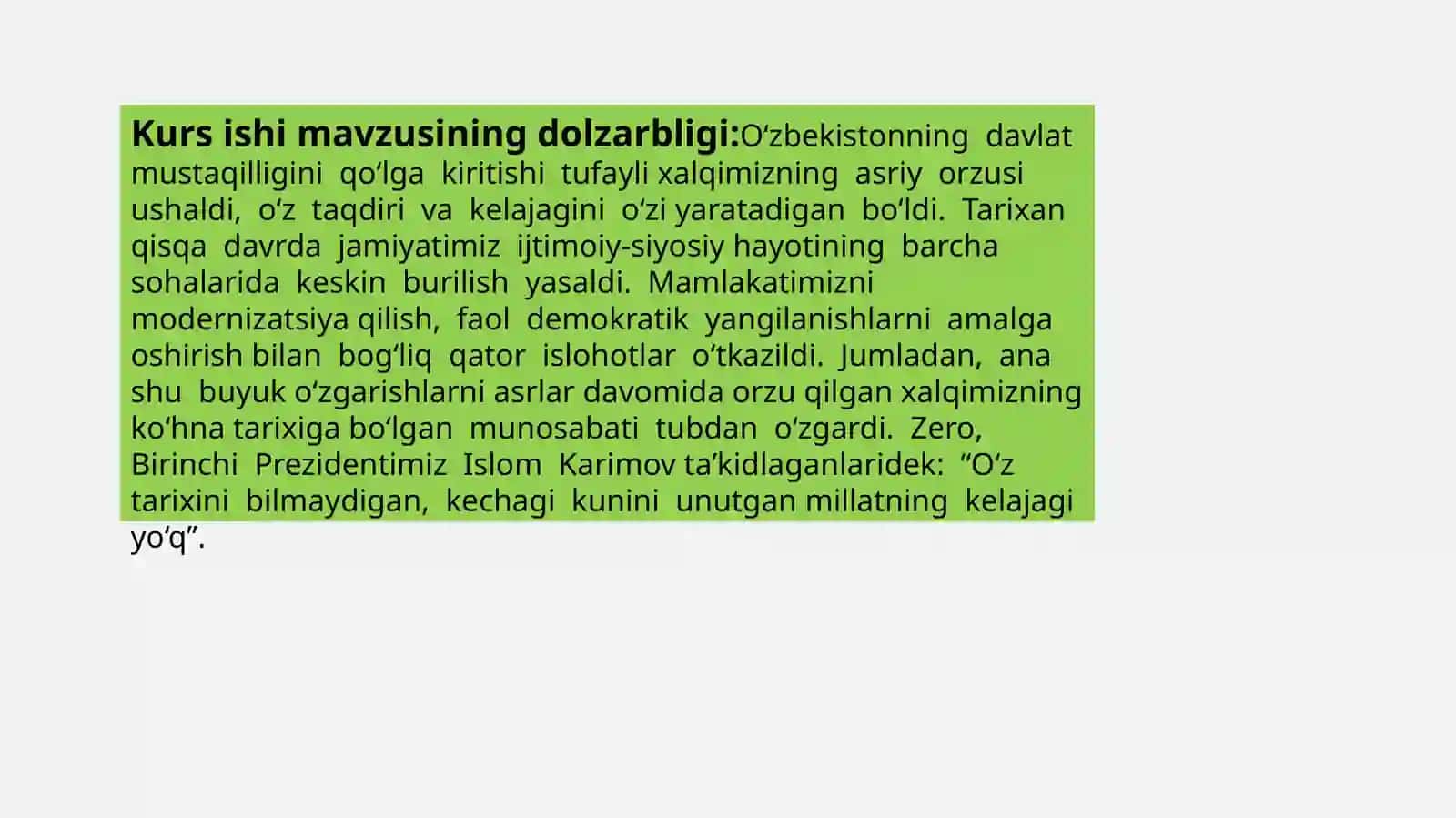 O‘ZBEKISTON DAVLAT SUVERENITETINING E’LON QILINISHI Reja 2