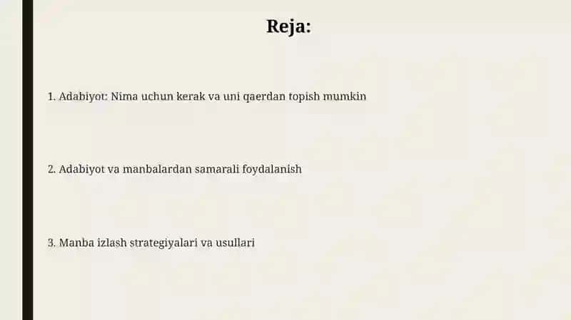 Adabiyot va manbalarni izlash 2