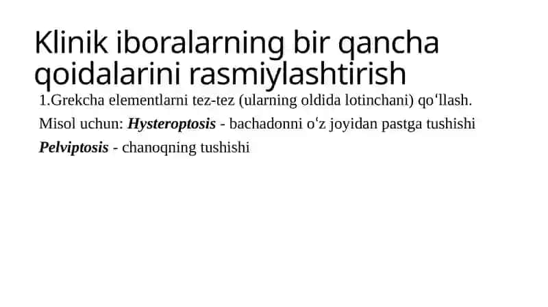 Klinik terminologiyaga kirish.Klinik atamalar yasash.Suffiksatsiya. Prefiksatsiya usullari. 2