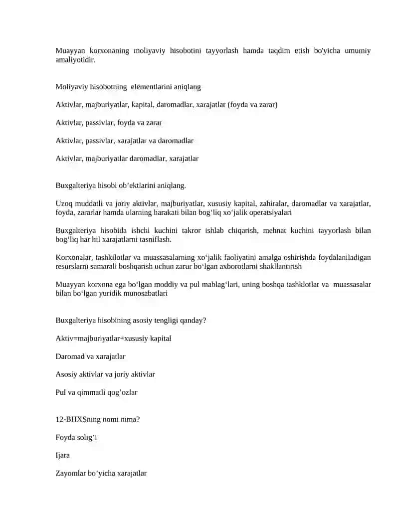 Buxgalteriya hisobi standartlari (Xalqaro va milliy) 2