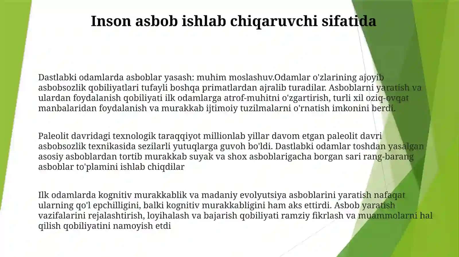 Ishlab Chiqarishning O'Sishi Va Rivojlanishi Ibtidoiy Davrda 2