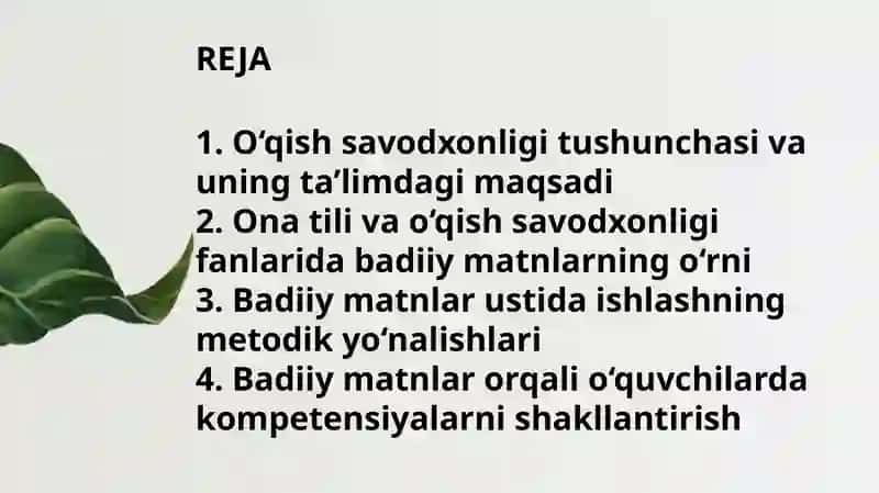 Oʻqish savodxonligining maqsadi. 2