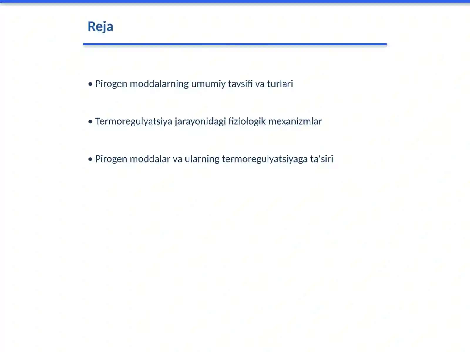 Pirogen moddalar termoregulyatsiya jarayonidagi ahamyati patfizialogyadan 2