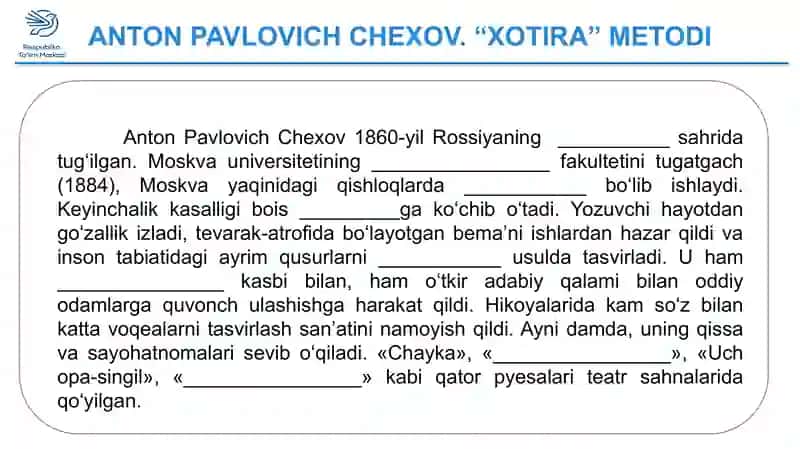 CHEXOVNING “GAROV” HIKOYASI TAHLILI 2