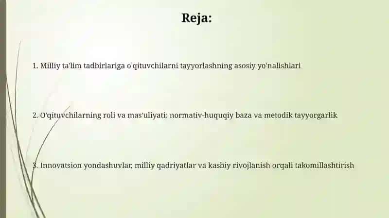 Milliy ta'lim tadbirlarini o'qituvchilarga tayyorlash 2