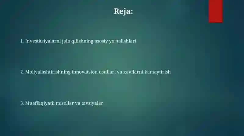 Atrof-muhitni muhofaza qilishga investitsiya jalb qilish yullari 2