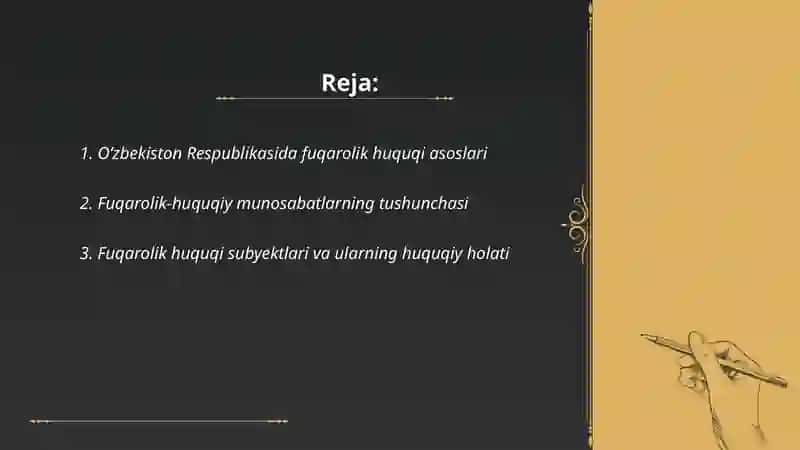 Oʻzbekiston respublikasida fuqarolik huquqi 2