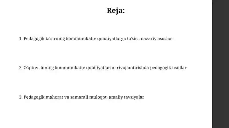O'qituvchining kommunikativ qobilyatida pedagogik ta'sir ko'rsatish 2