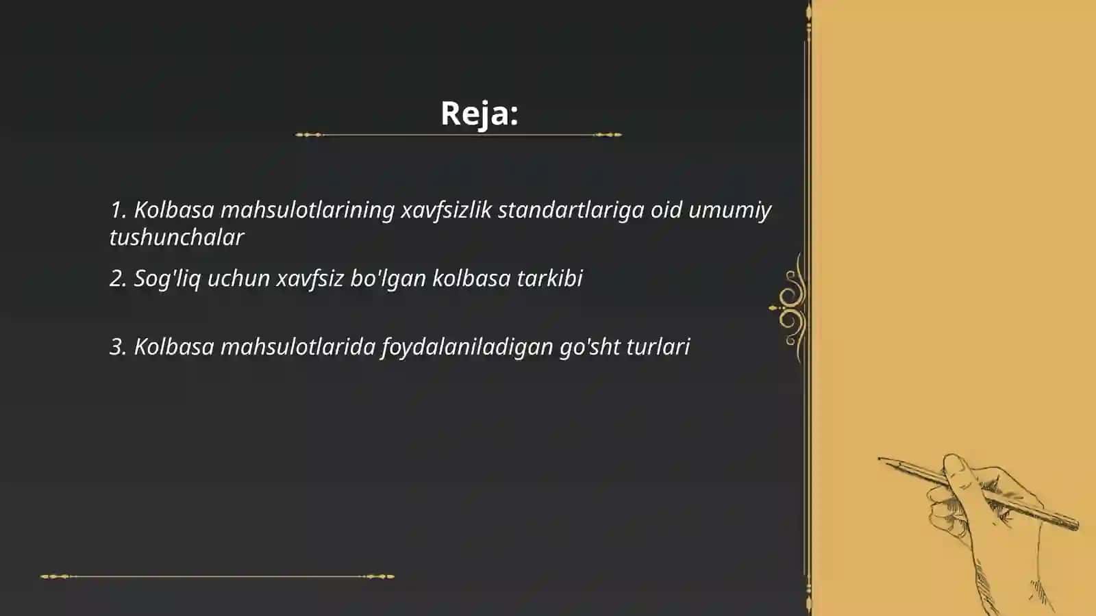 Kоlbаsа mаhsulоtlаrigа tеgishli stаndаrtlаrdа хаvfsizlik koʻrsаtkichlаrini аniqlаsh 2