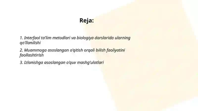 Biologiyani o'qitishda o'quvchilarning bilish faoliyatini faollashtirish yo'llari 2