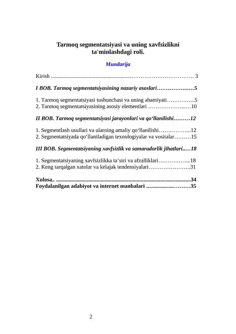 Tarmoq segmentatsiyasi va uning xavfsizlikni ta'minlashdagi roli 2