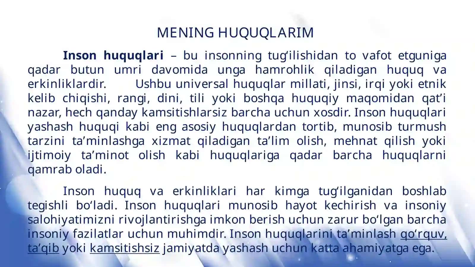 MENING HUQUQLARIM 2