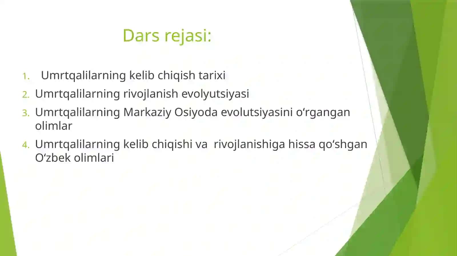 Umurtqalilarningkelib chiqishi vaevolutsiontaraqqiyotiga doirpoleantologiktasavvurlar 2