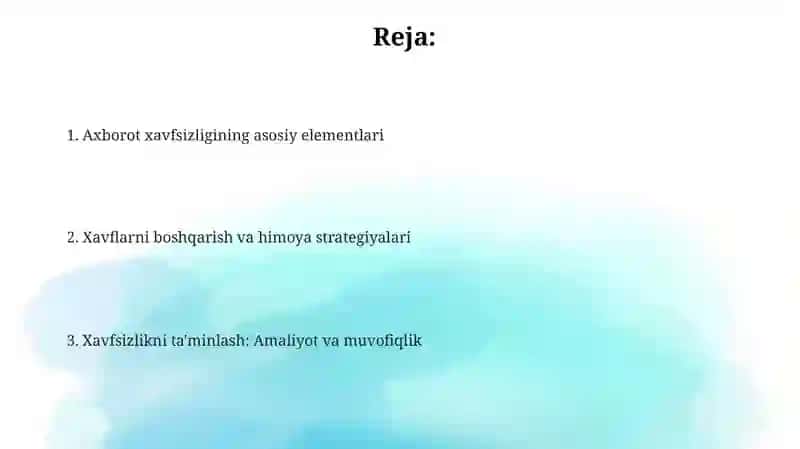 Axborot xavfsizligini taminlash 2