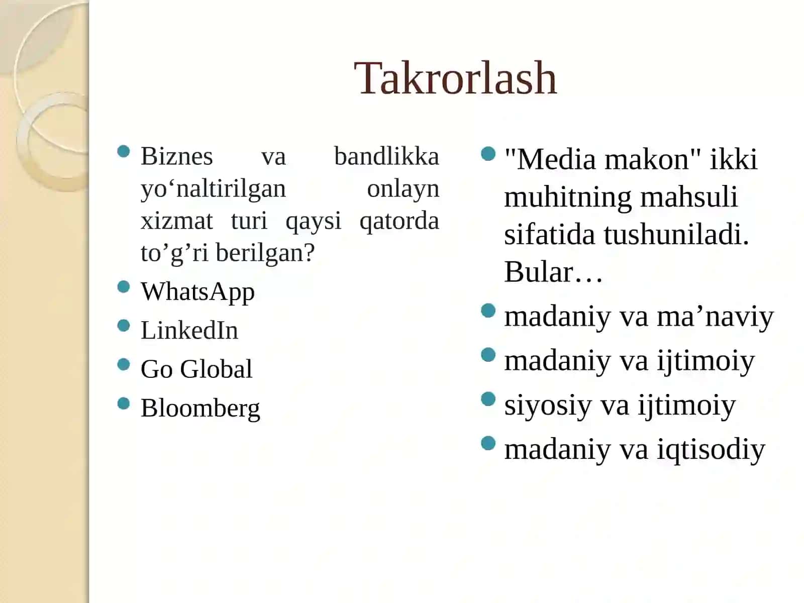 6-mavzu: Ijtimoiy tarmoqlarda axborot xurujlari va tahdidlar (4 soat) 2