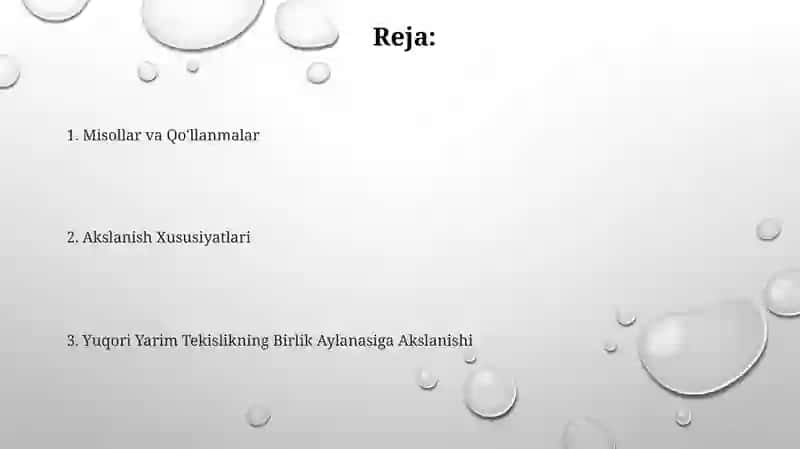 YUQORI YARIM TEKISLIKNI BIRLIK DOIRAGA AKSLANTIRISH 2