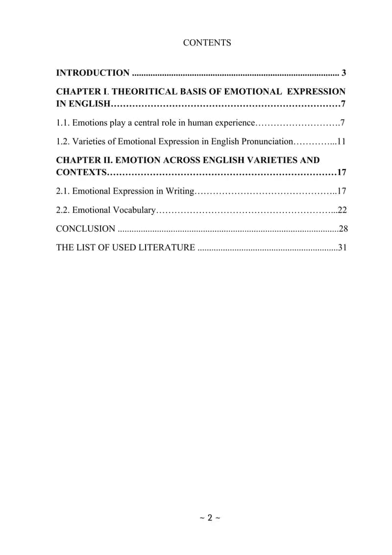 Course work "Emotions in English Language" 2