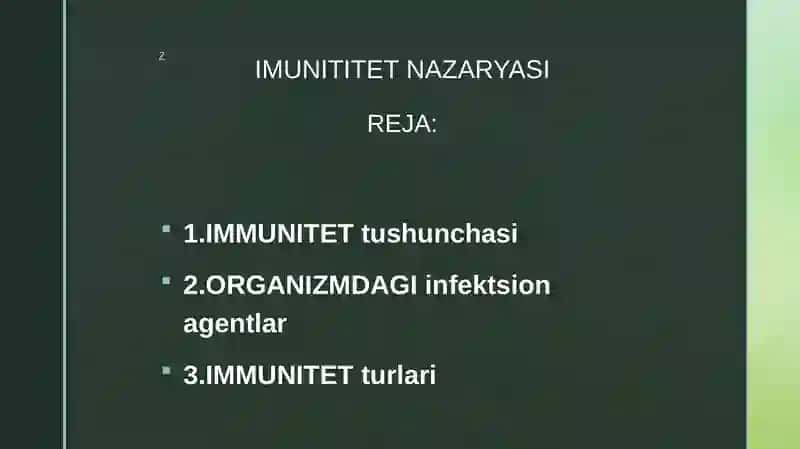 IMMUNITET NAZARYASI 2