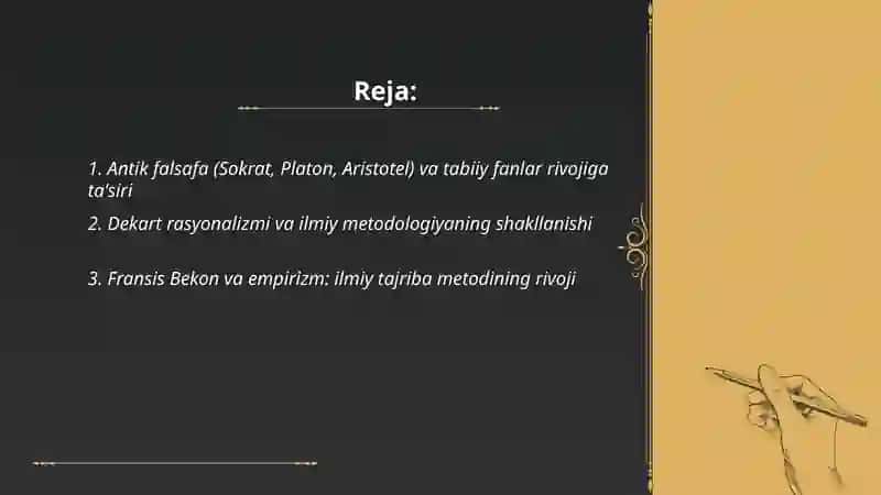 G'arb falsafasining ustivor yo'nalishlari va ularning fan taraqqiyotiga ta'siri 2