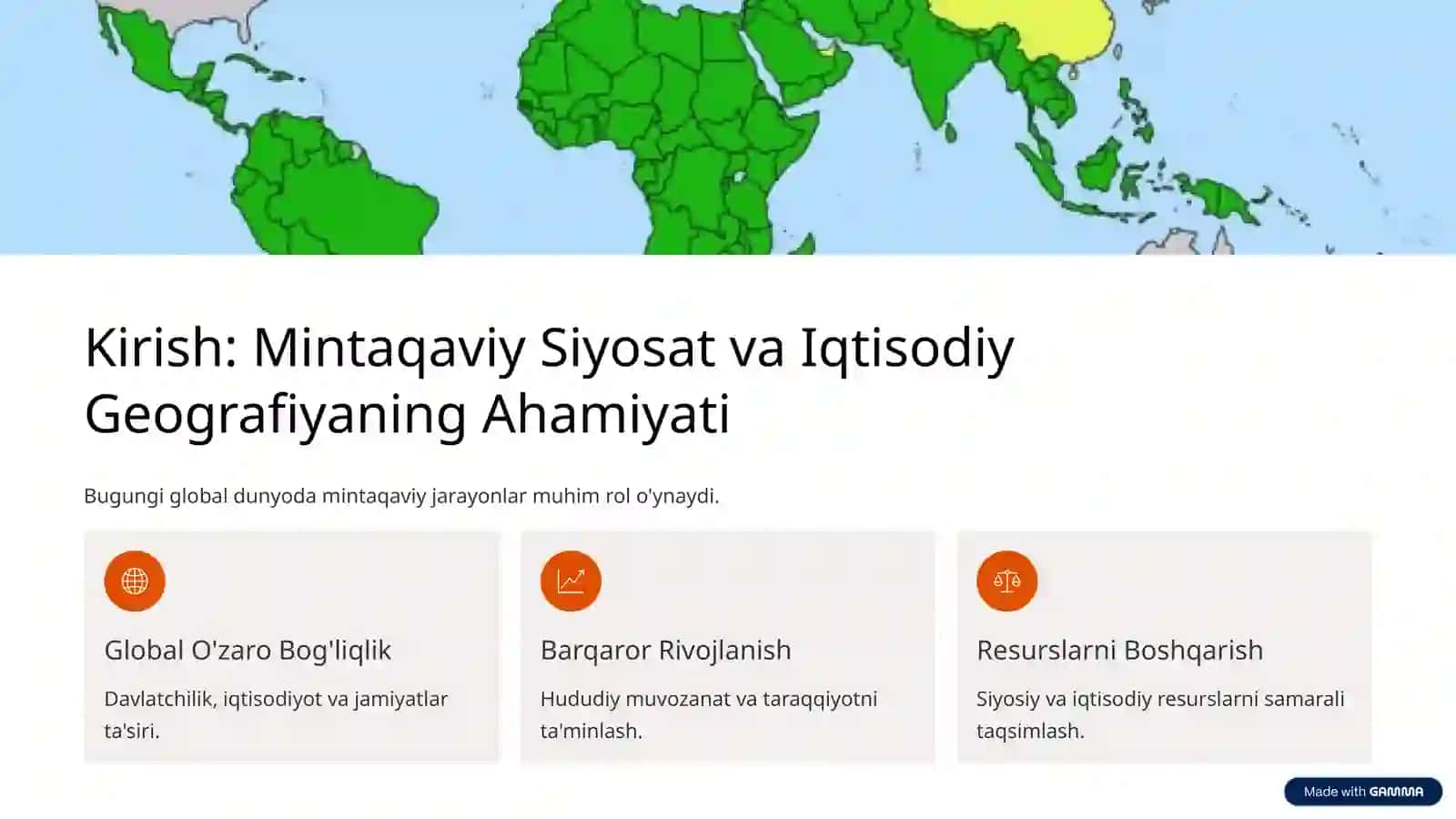 Mintaqaviy Siyosat va Iqtisodiy Geografiya 2
