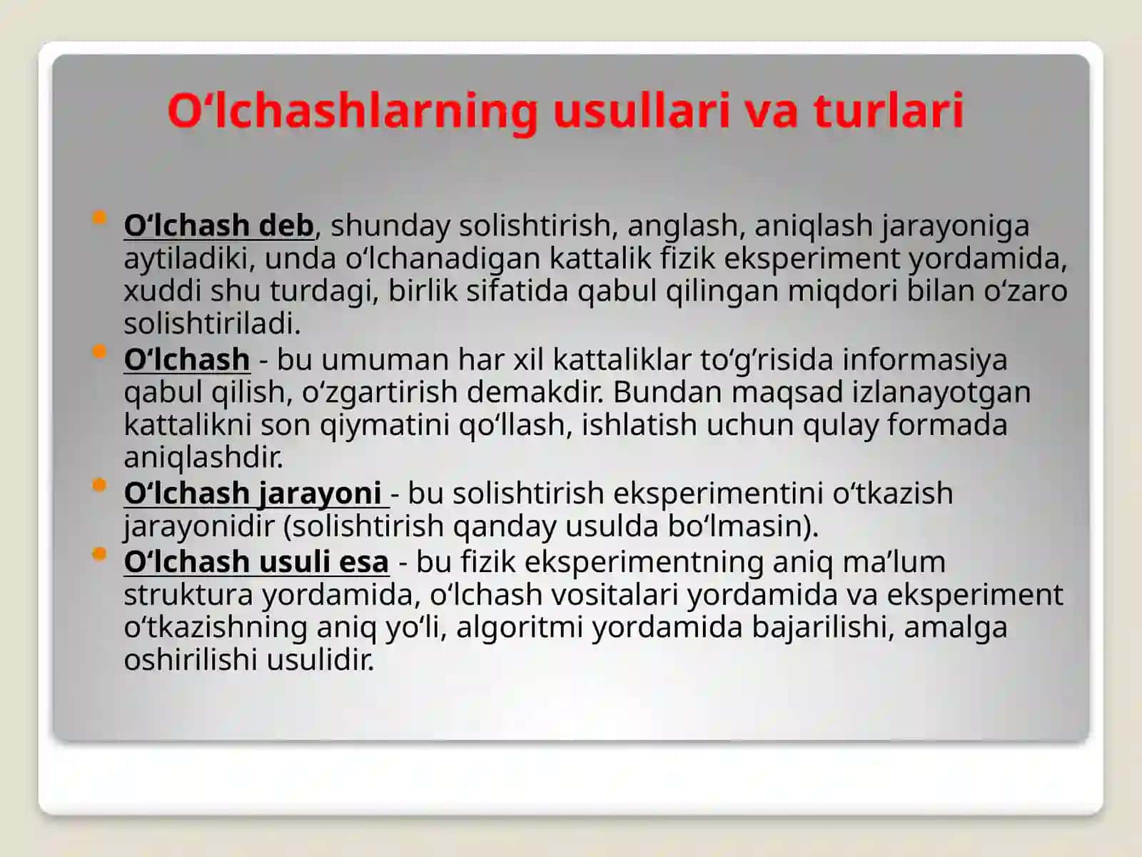 O‘LCHАSH USULLАRI VА VОSITАLАRI 2