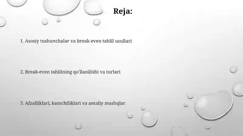 Zararsizlik nuqtasi tahlili 2