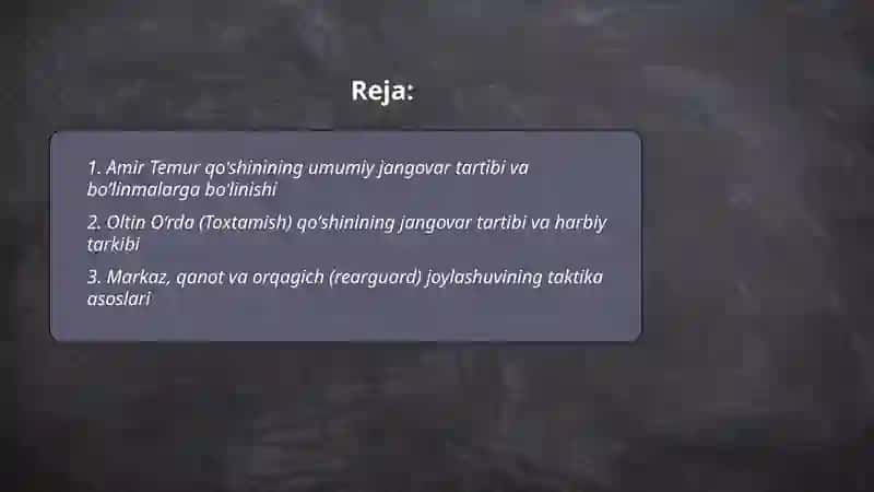Oltin Oʻrda (Toxtamish) qoʻshinining jangovar tartibi va harbiy tarkibi 2