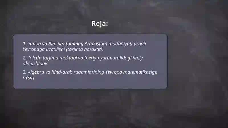 Arab islom madaniyatining Yevropa va jahon madaniyatiga ta’siri 2
