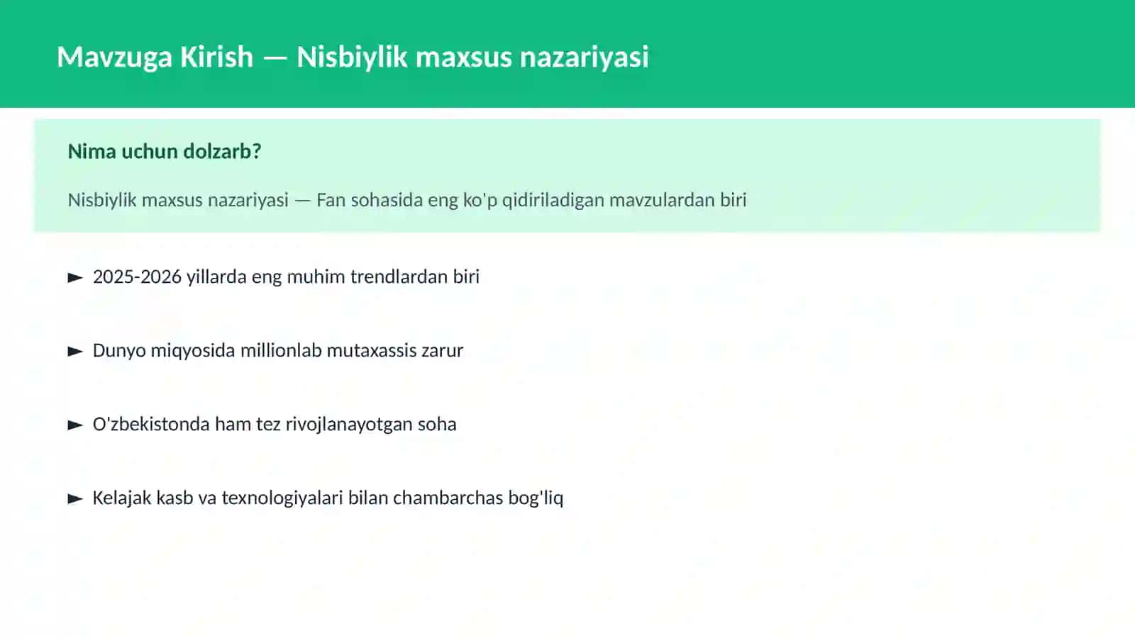 Nisbiylik maxsus nazariyasi 2