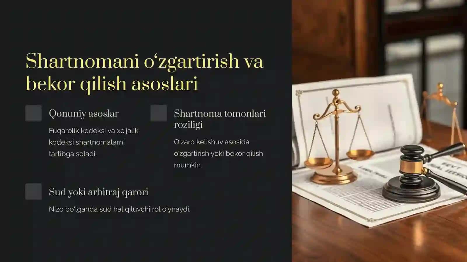 Xo‘jalik shartnomasini o‘zgartirish va bekor qilish 2