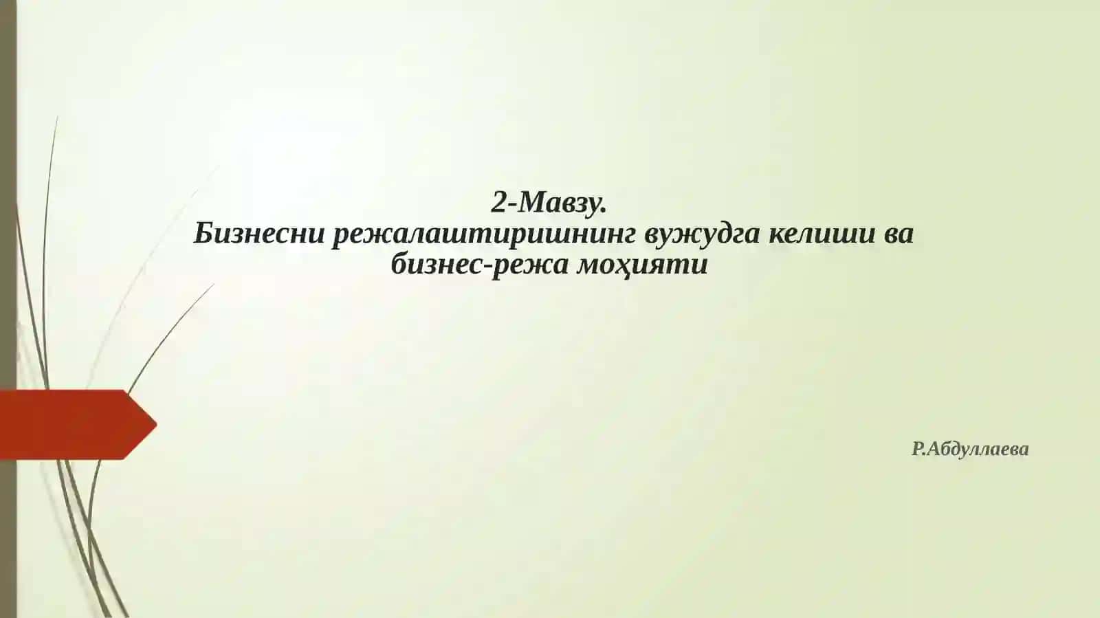 Бизнесни режалаштиришнинг вужудга келиши ва бизнес-режа моҳияти 2