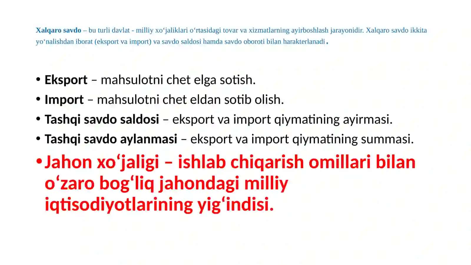 Xalqaro savdoning rivojlanish nazariyalari 2