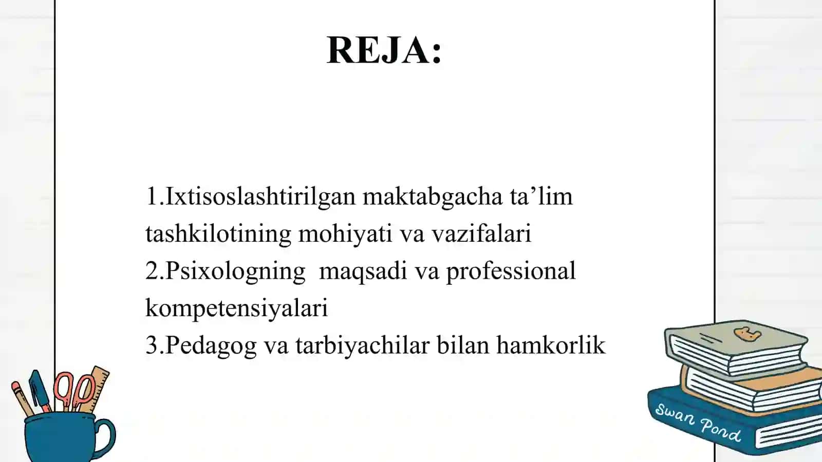 Ixtisoslashtirilgan maktabgacha ta'lim tashkiloti psixologi faoliyati 2